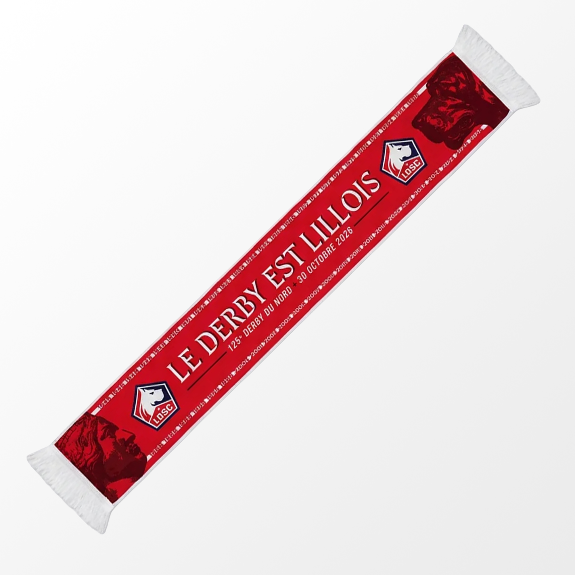 Écharpe rouge et blanche LE DERBY EST LILLOIS, 125e Derby du Nord